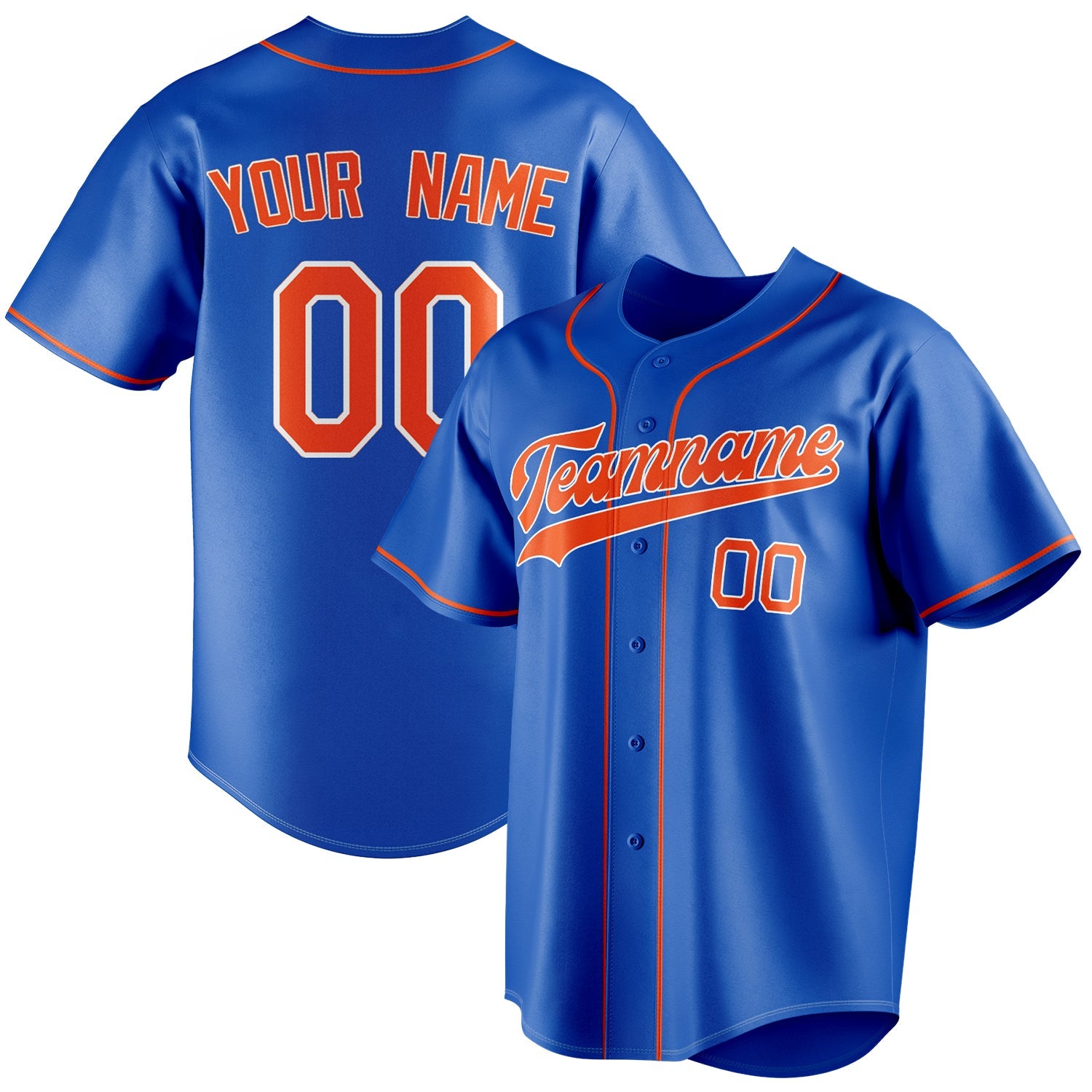 Personalized Thunder Blue & Orange Color Fan Baseball Jersey BB01240530WY355