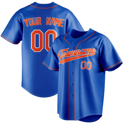 Personalized Thunder Blue & Orange Color Fan Baseball Jersey BB01240530WY355