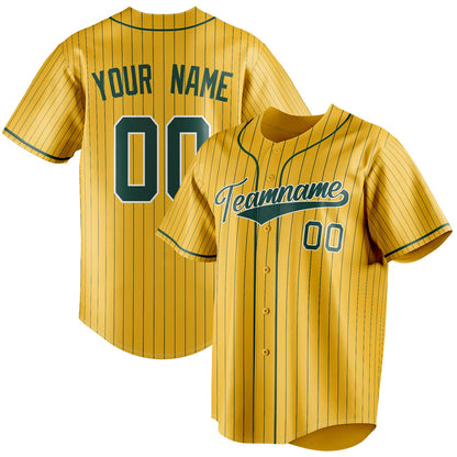 Personalized Yellow & Green Green Pinstripe Fan Baseball Jersey BB01240531CK568