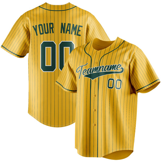Personalized Yellow & Green Green Pinstripe Fan Baseball Jersey BB01240531CK568