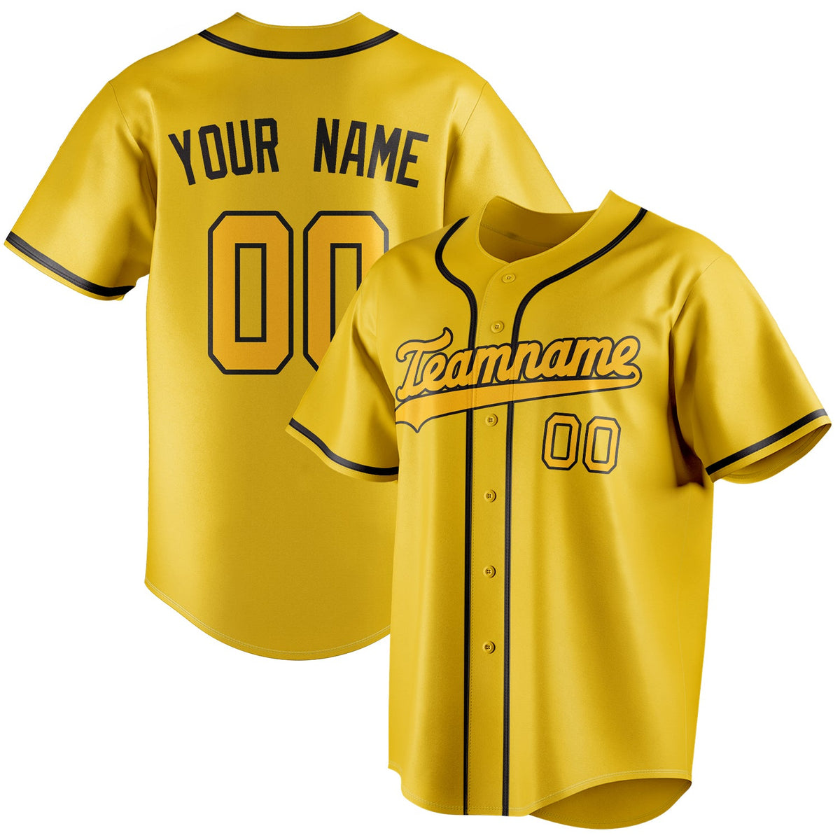 Personalized Yellow & Gold Color Fan Baseball Jersey BB01240531CK570