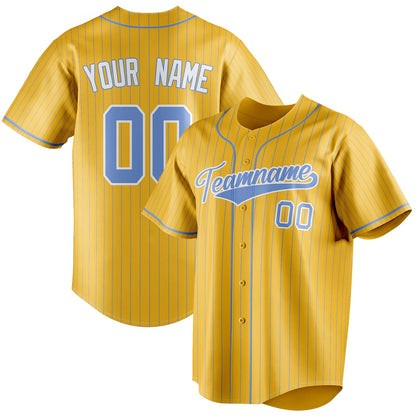Personalized Yellow & Light Blue Light Blue Pinstripe Fan Baseball Jersey BB01240531CK577