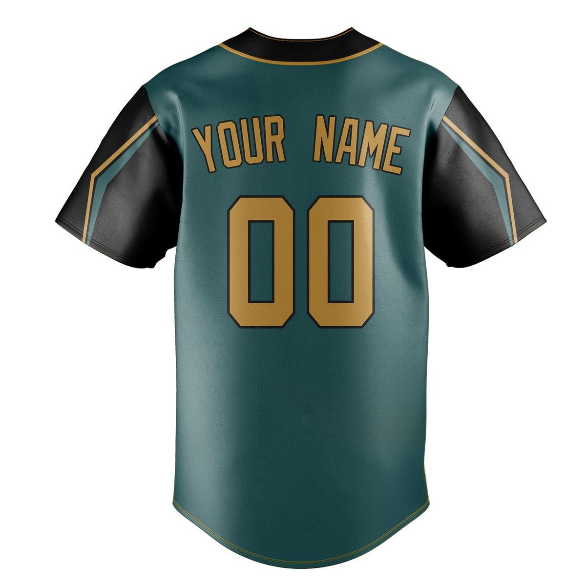 Midnight-Green & Olg-Gold Pennant Baseball Jersey