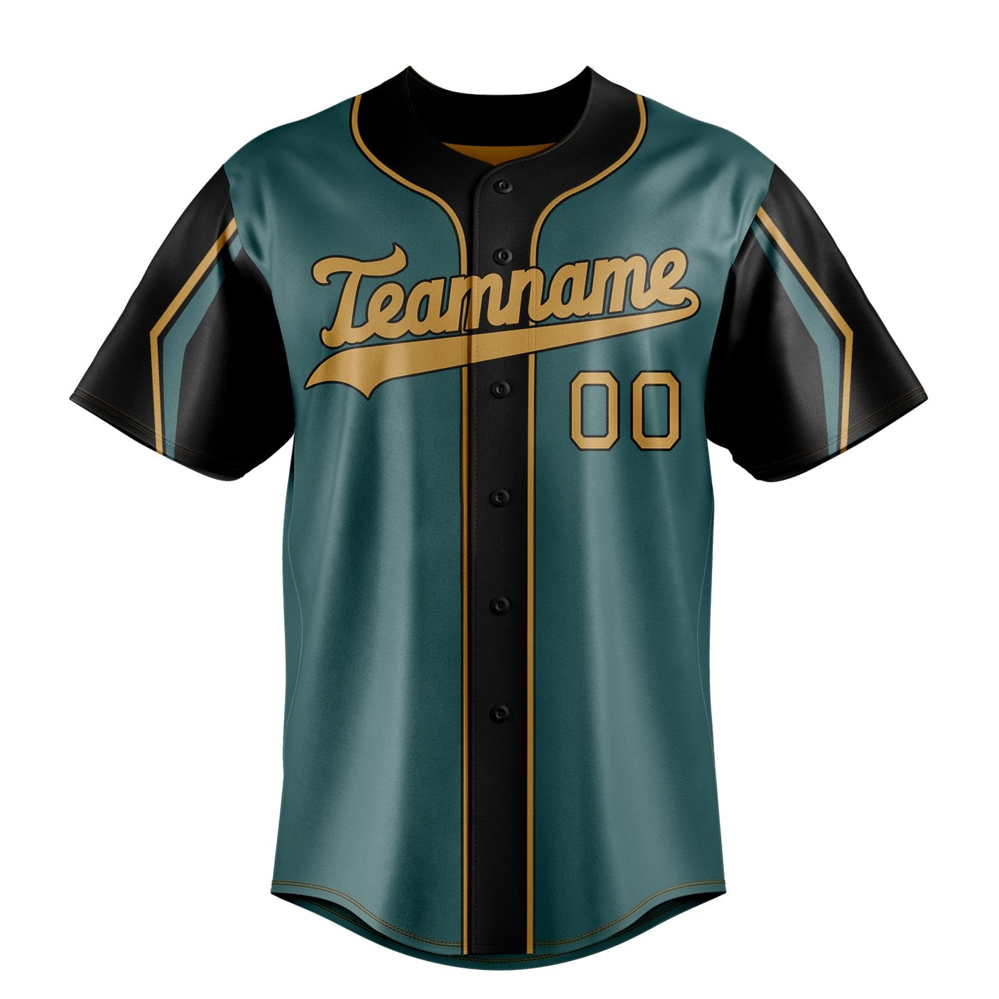 Midnight-Green & Olg-Gold Pennant Baseball Jersey