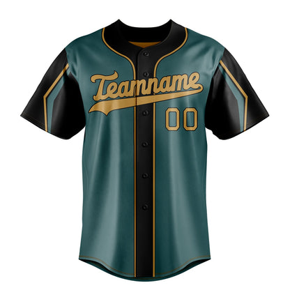 Midnight-Green & Olg-Gold Pennant Baseball Jersey