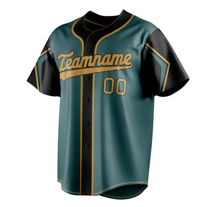 Midnight-Green & Olg-Gold Pennant Baseball Jersey