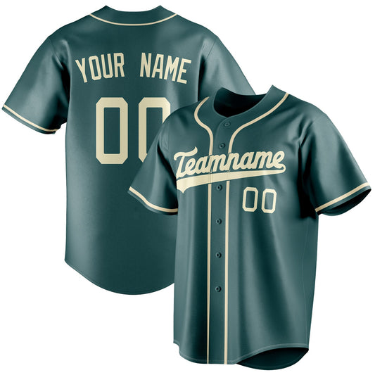Personalized Midnight Green & Cream Color Fan Baseball Jersey BB01240531JZ449