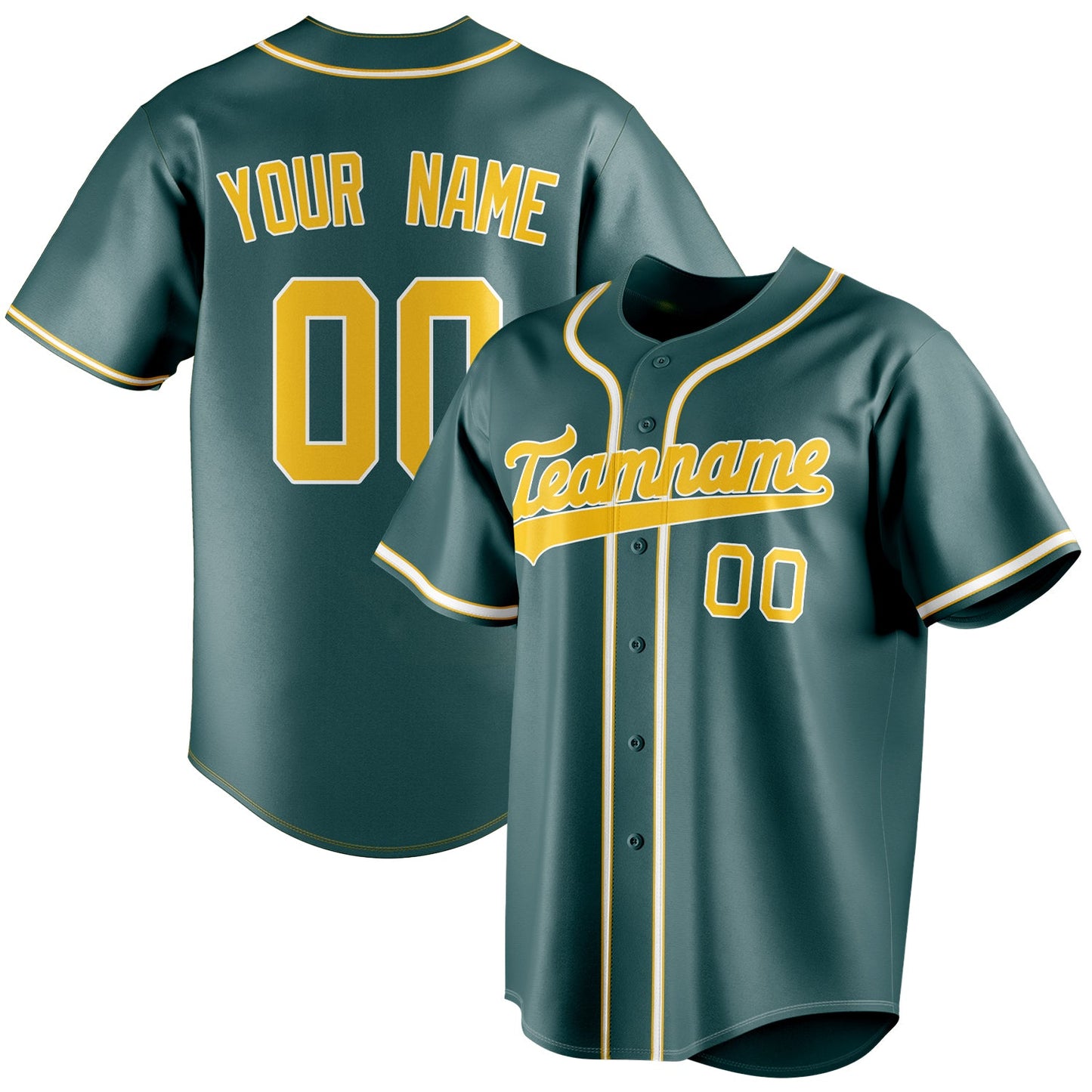 Personalized Midnight Green & Gold Color Fan Baseball Jersey BB01240531JZ451