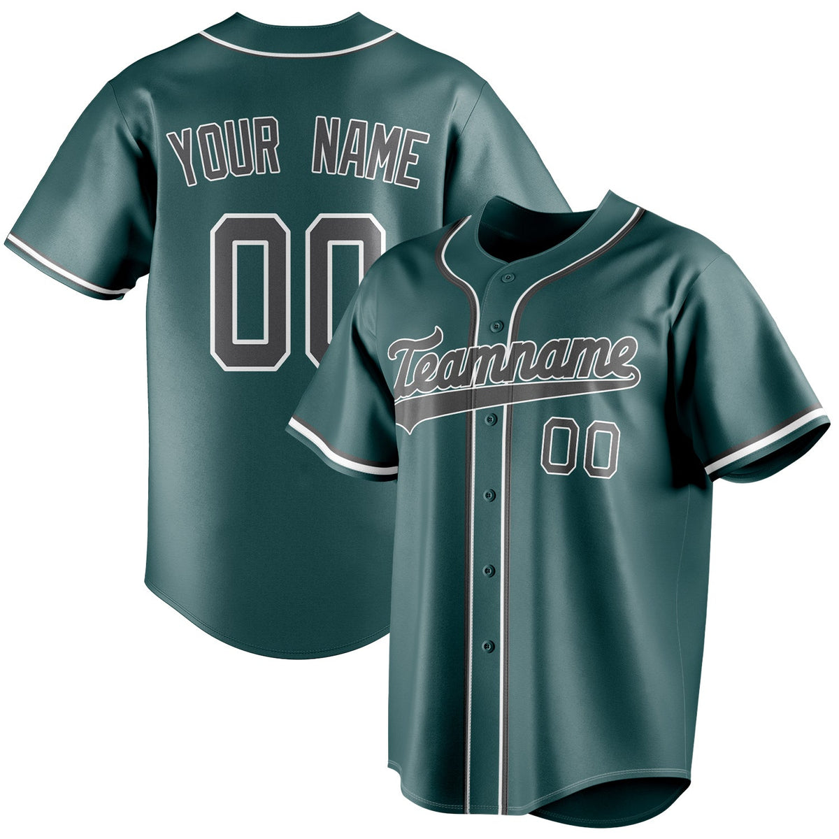 Personalized Midnight Green & Gray Color Fan Baseball Jersey BB01240531JZ458