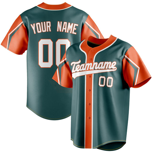 Personalized Midnight Green & Orange 3 Colors Arm Shapes Fan Baseball Jersey BB01240531JZ459