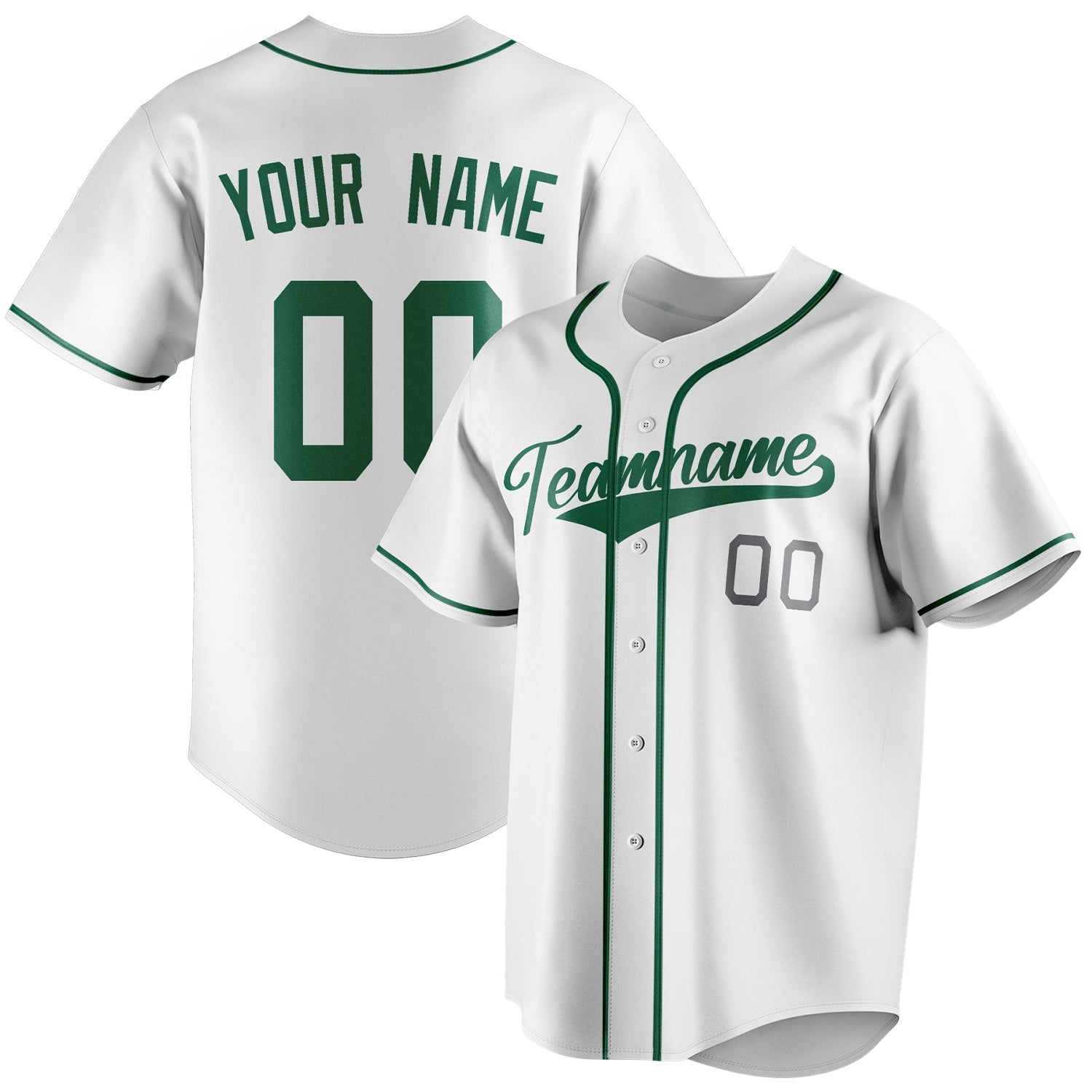 Personalized White & Kelly Green Color Fan Baseball Jersey BB01240531LH501