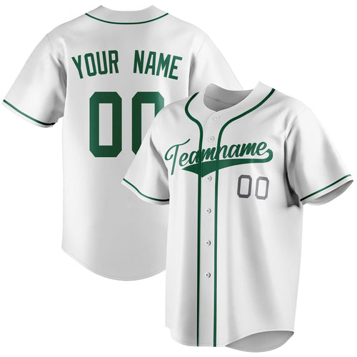 Personalized White & Kelly Green Color Fan Baseball Jersey BB01240531LH501