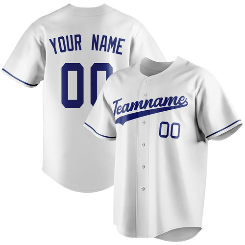 Personalized White & Royal Color Fan Baseball Jersey BB01240531LH507