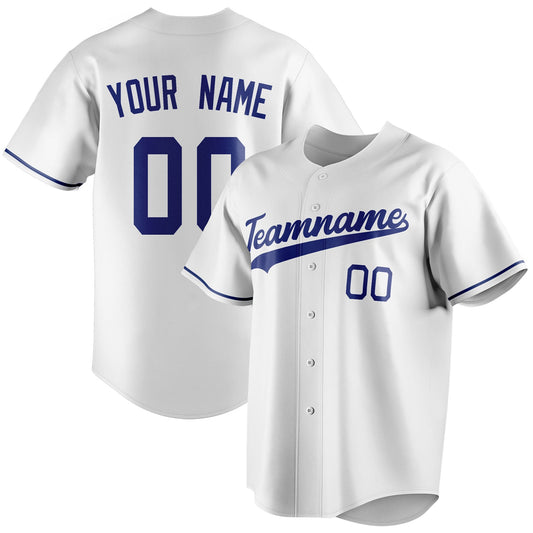 Personalized White & Royal Color Fan Baseball Jersey BB01240531LH507