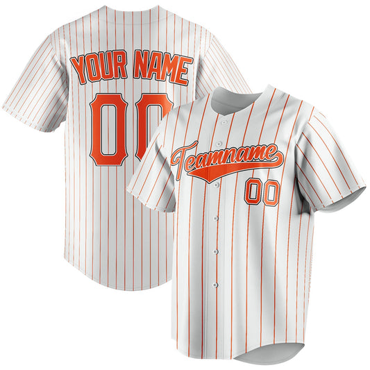 Personalized White & Orange Orange Pinstripe Fan Baseball Jersey BB01240531LH508