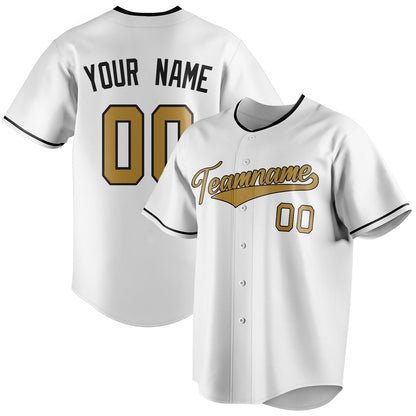 Personalized White & Old Gold Color Fan Baseball Jersey BB01240531LH512