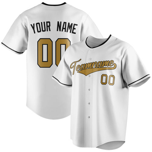 Personalized White & Old Gold Color Fan Baseball Jersey BB01240531LH512