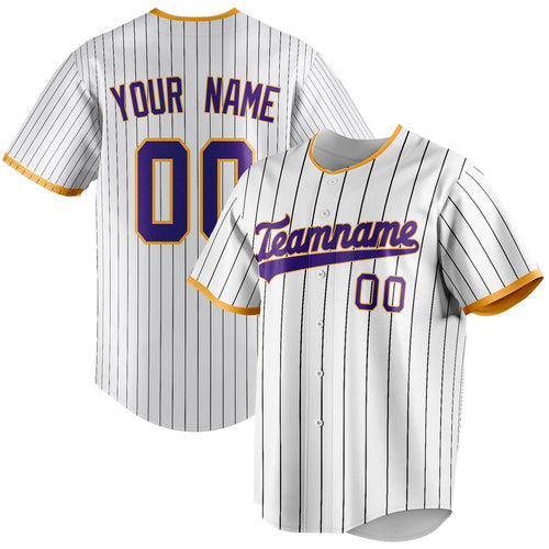Personalized White & Purple Black Pinstripe Fan Baseball Jersey BB01240531LH514