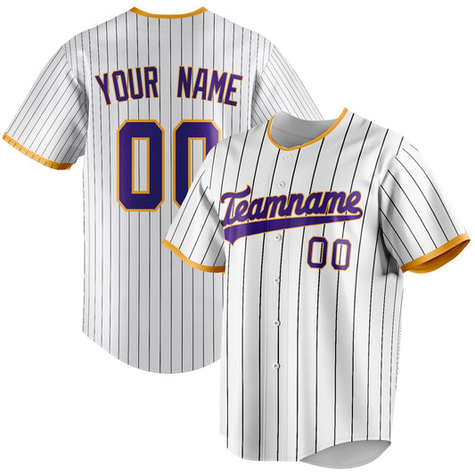 Personalized White & Purple Black Pinstripe Fan Baseball Jersey BB01240531LH514