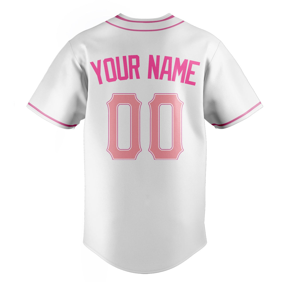 White & Pink Outfield Baseball Jersey