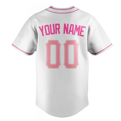 White & Pink Outfield Baseball Jersey