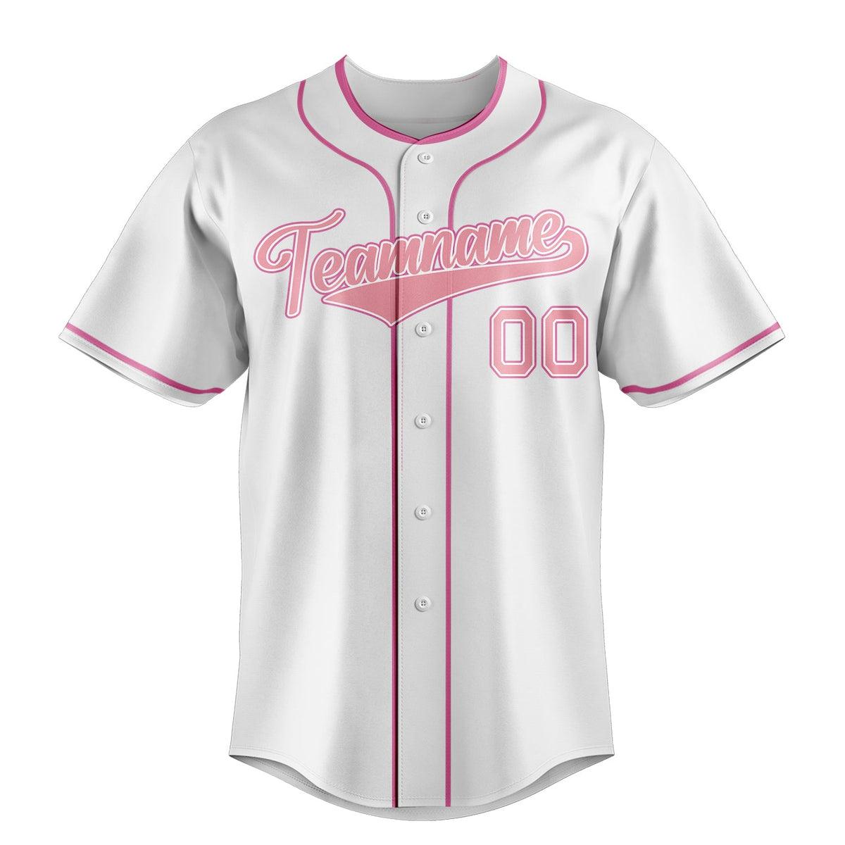 White & Pink Outfield Baseball Jersey
