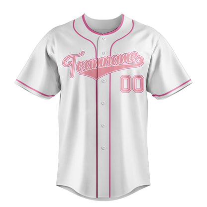 White & Pink Outfield Baseball Jersey