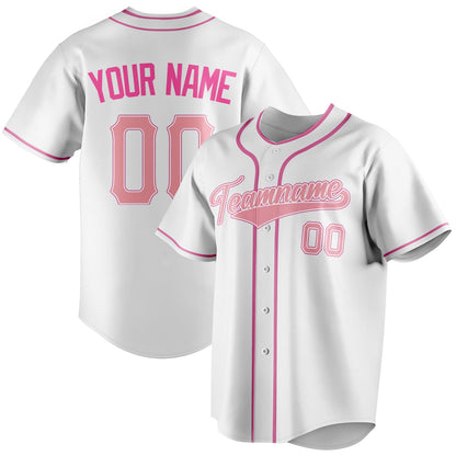 Personalized White & Pink Color Fan Baseball Jersey BB01240531LH516