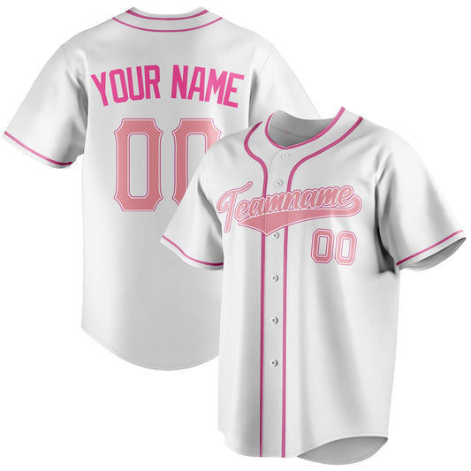 Personalized White & Pink Color Fan Baseball Jersey BB01240531LH516