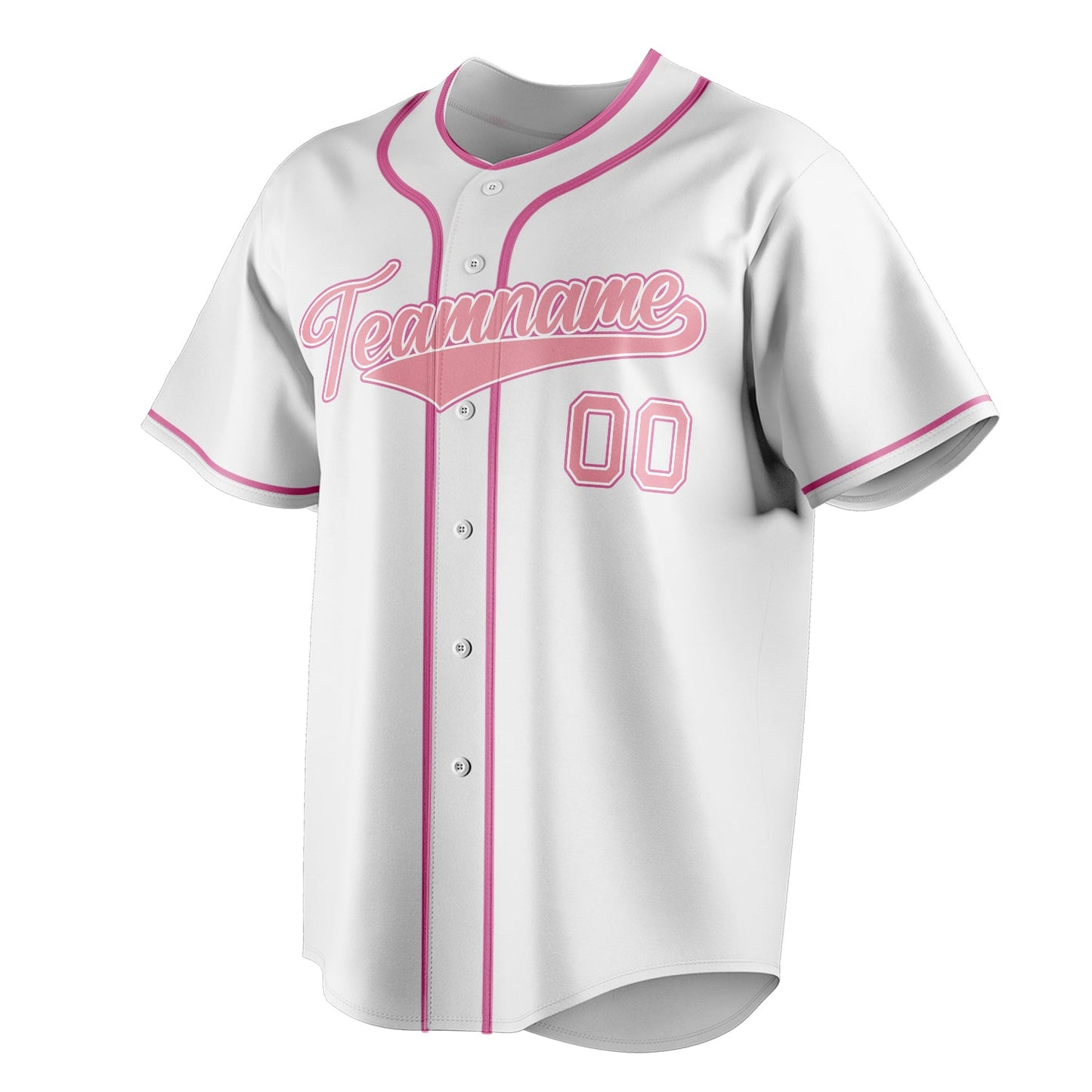 White & Pink Outfield Baseball Jersey