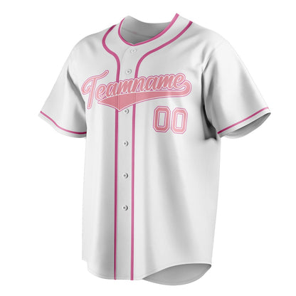 White & Pink Outfield Baseball Jersey