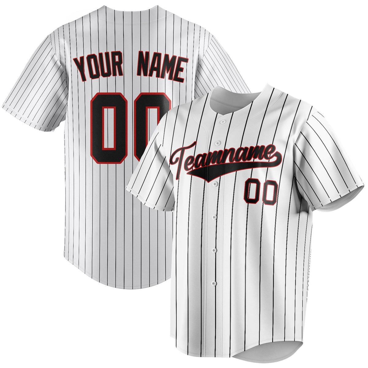 Personalized White & Black Black Pinstripe Fan Baseball Jersey BB01240531LH517