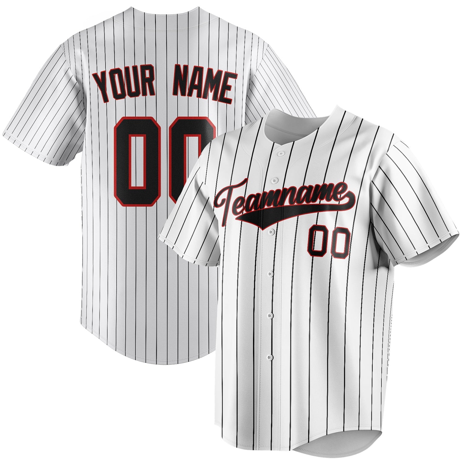 Personalized White & Black Black Pinstripe Fan Baseball Jersey BB01240531LH517