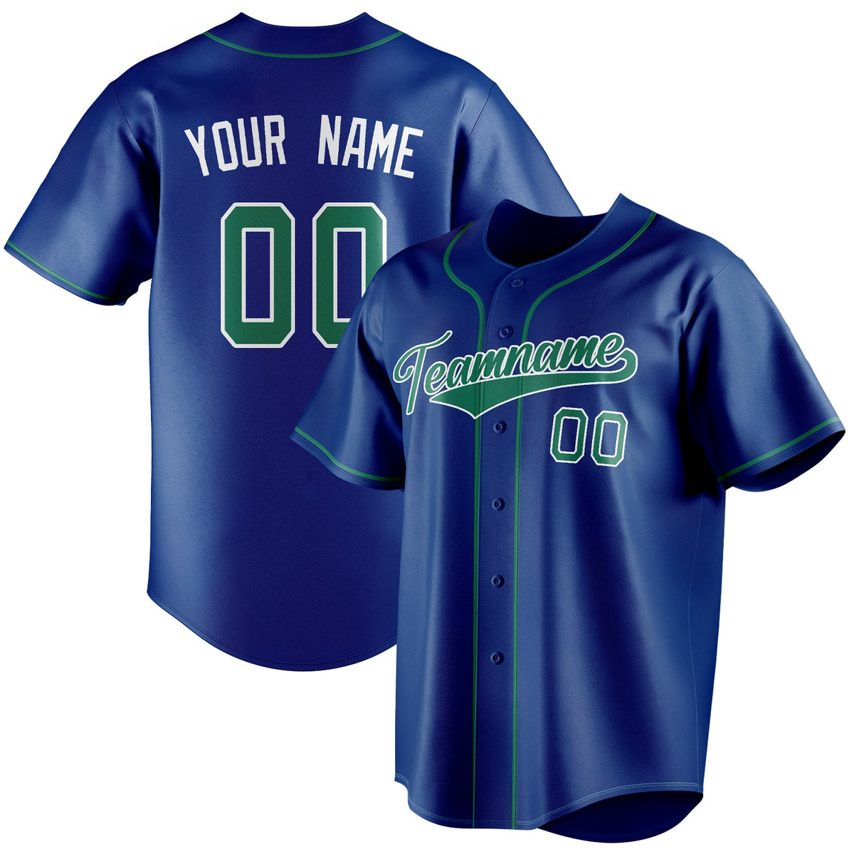 Personalized Royal & Kelly Green Color Fan Baseball Jersey BB01240531TY366