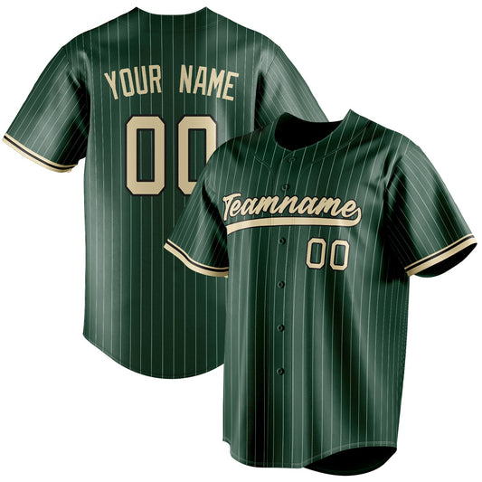 Personalized Green & Cream White Pinstripe Fan Baseball Jersey BB01240531TY403