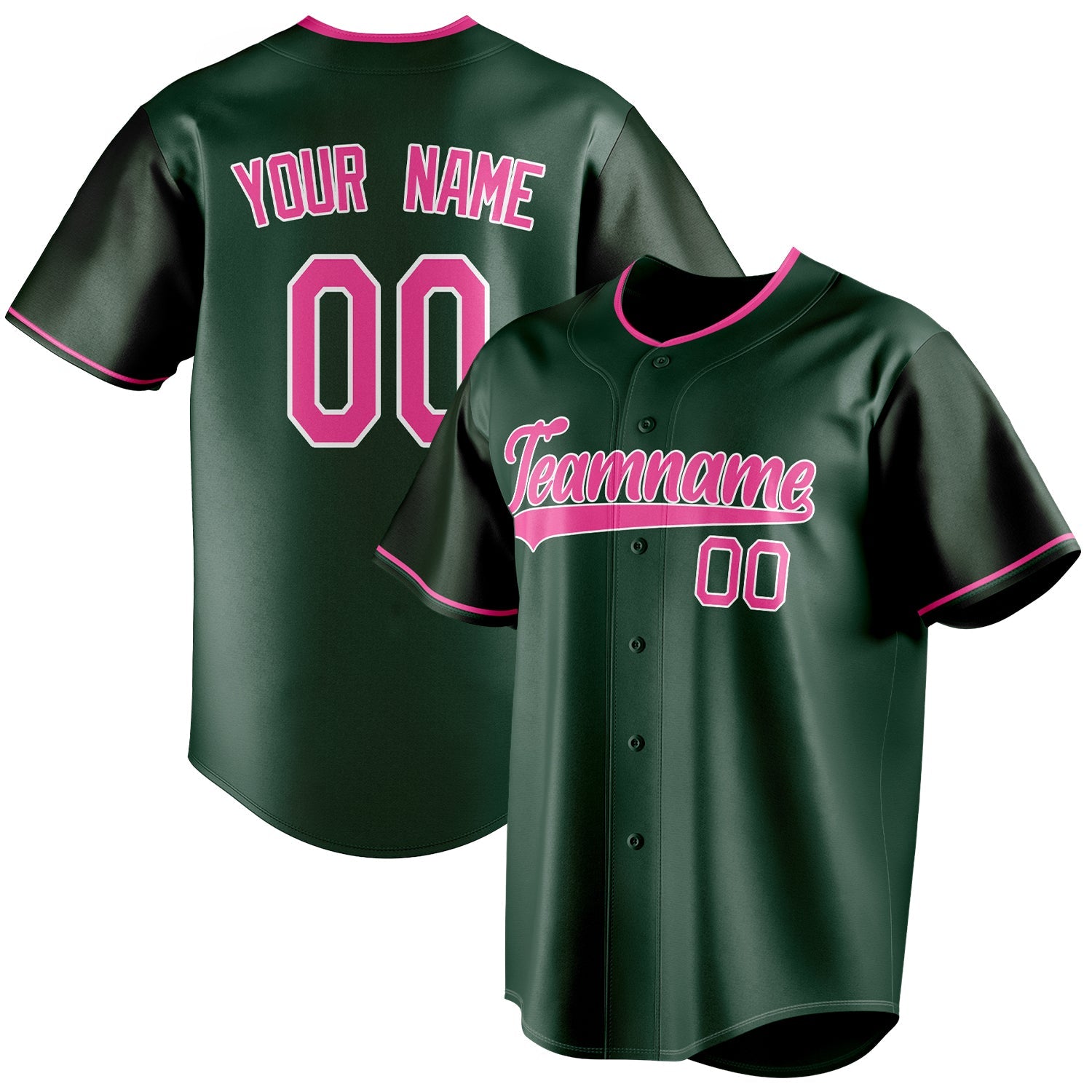 Personalized Green & Pink Color Fan Baseball Jersey BB01240531TY405