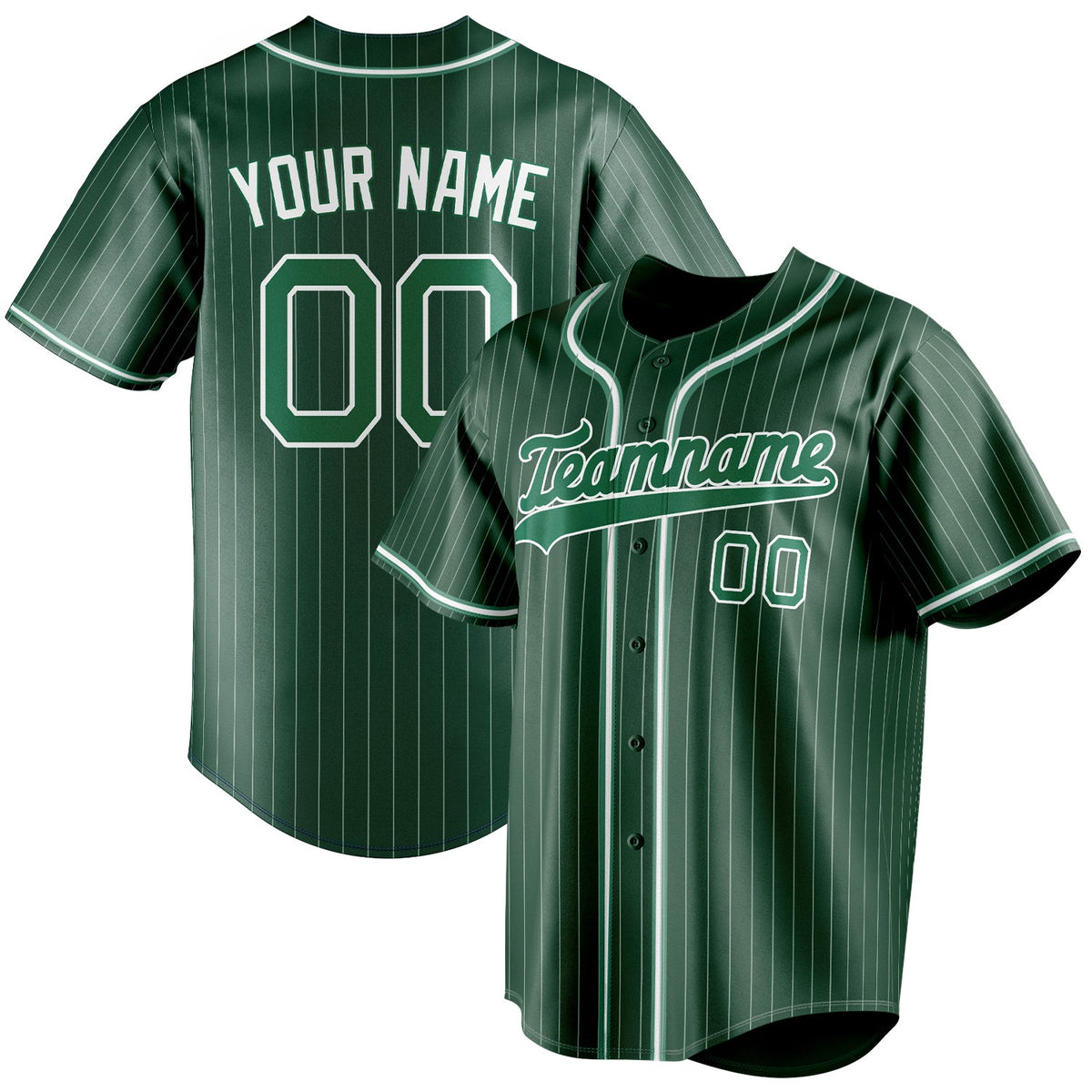 Personalized Green & Kelly Green White Pinstripe Fan Baseball Jersey BB01240531TY414