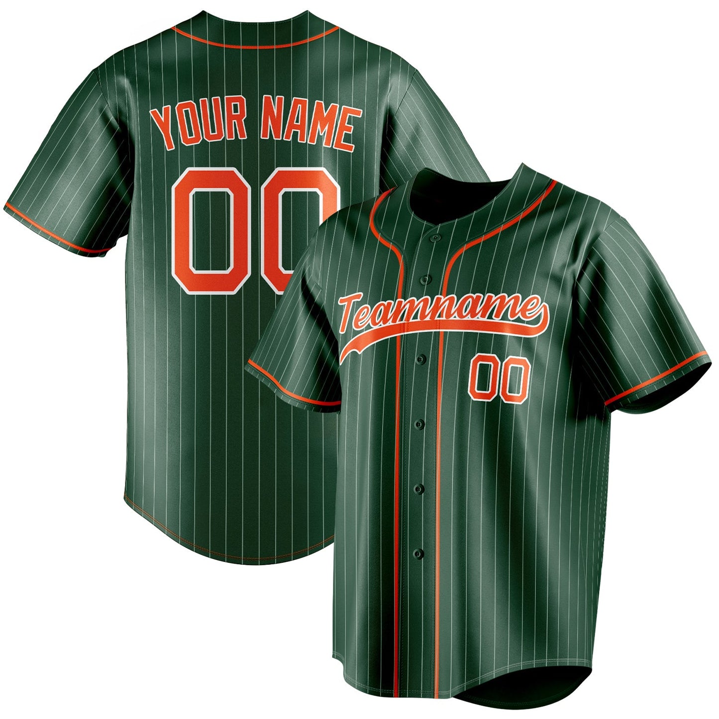 Personalized Green & Orange White Pinstripe Fan Baseball Jersey BB01240531TY418