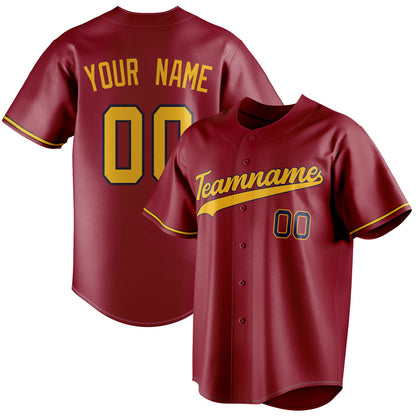 Personalized Maroon & Gold Color Fan Baseball Jersey BB01240531WX473