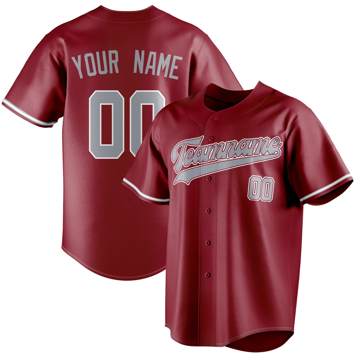 Personalized Maroon & Gray Color Fan Baseball Jersey BB01240531WX477