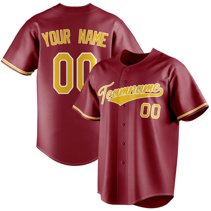 Personalized Maroon & Yellow Color Fan Baseball Jersey BB01240531WX486