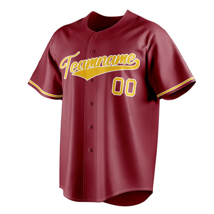 Maroon & Yellow Infield Baseball Jersey