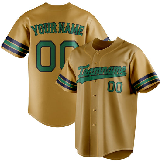 Personalized Old Gold & Kelly Green Color Fan Baseball Jersey BB01240531WX528
