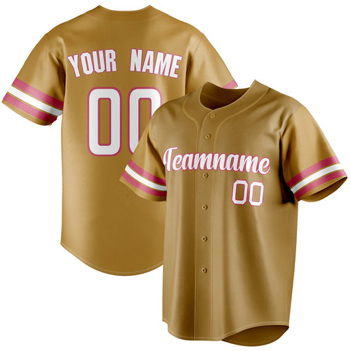Personalized Old Gold & White Color Fan Baseball Jersey BB01240531WX532
