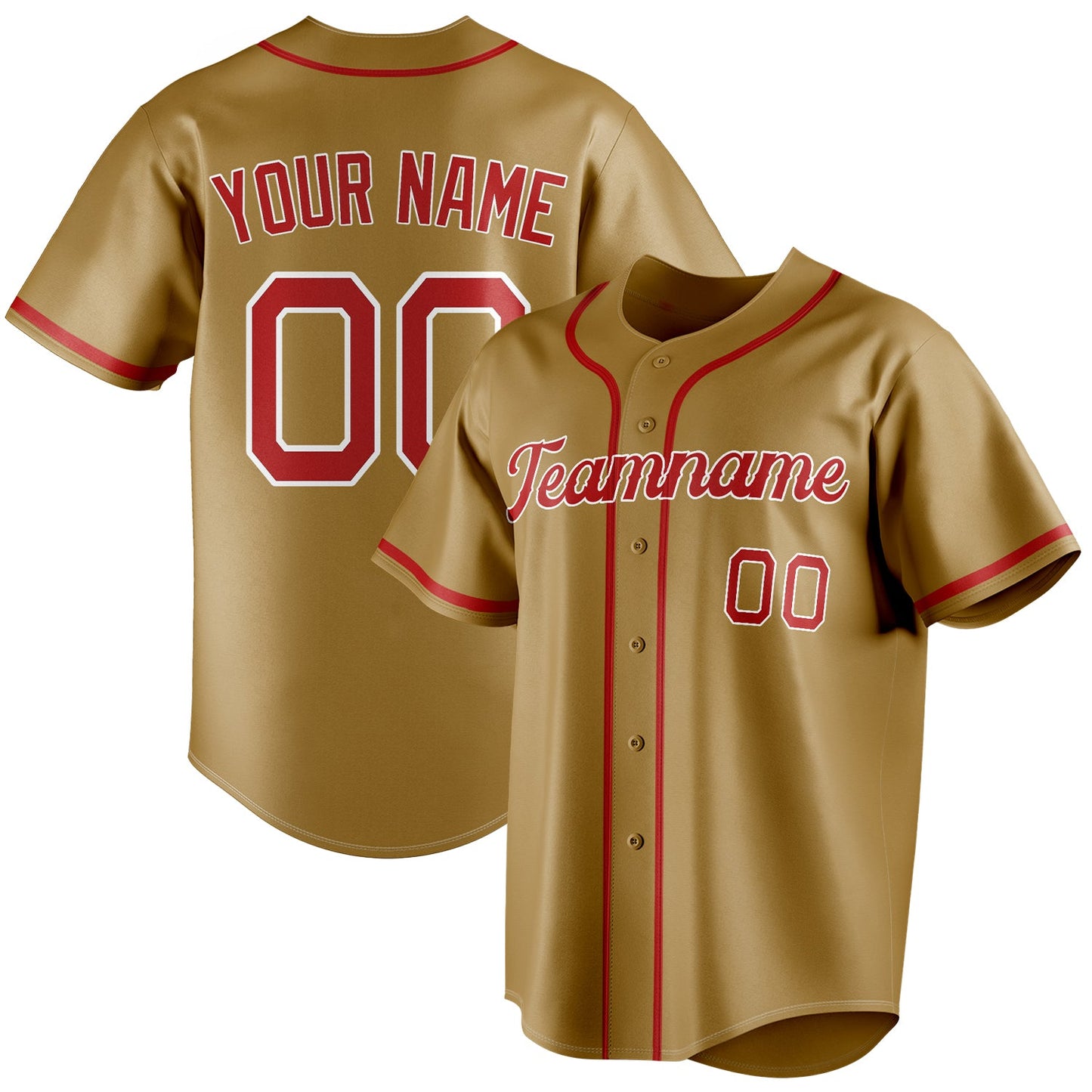 Personalized Old Gold & Red Color Fan Baseball Jersey BB01240531WX535
