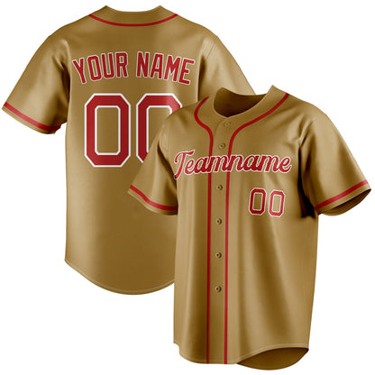 Personalized Old Gold & Red Color Fan Baseball Jersey BB01240531WX535