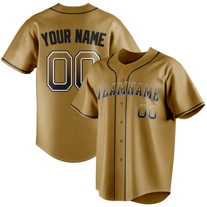 Personalized Old Gold & Black Color Fan Baseball Jersey BB01240531WX538