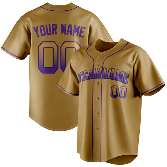 Personalized Old Gold & Purple Color Fan Baseball Jersey BB01240531WX539