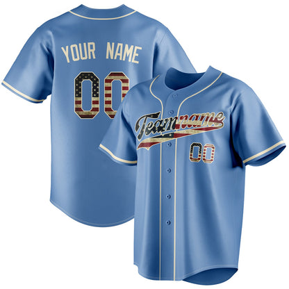 Personalized Light Blue & Cream Vintage USA Flag Fan Baseball Jersey BB01240531WY462