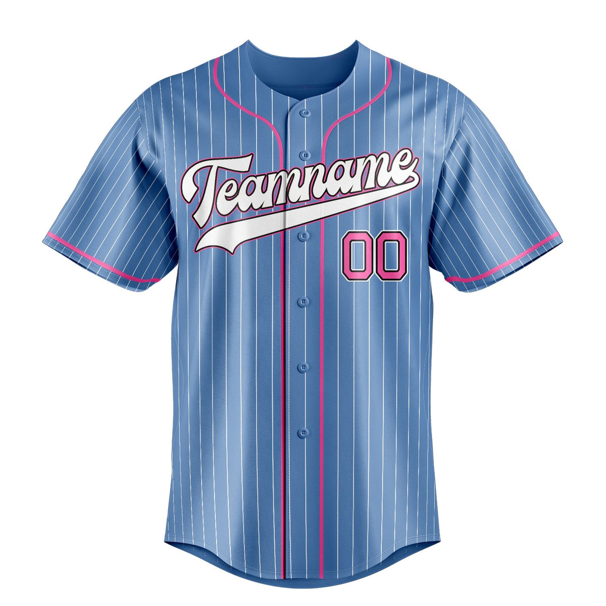 Light-Blue & Pink League Baseball Jersey